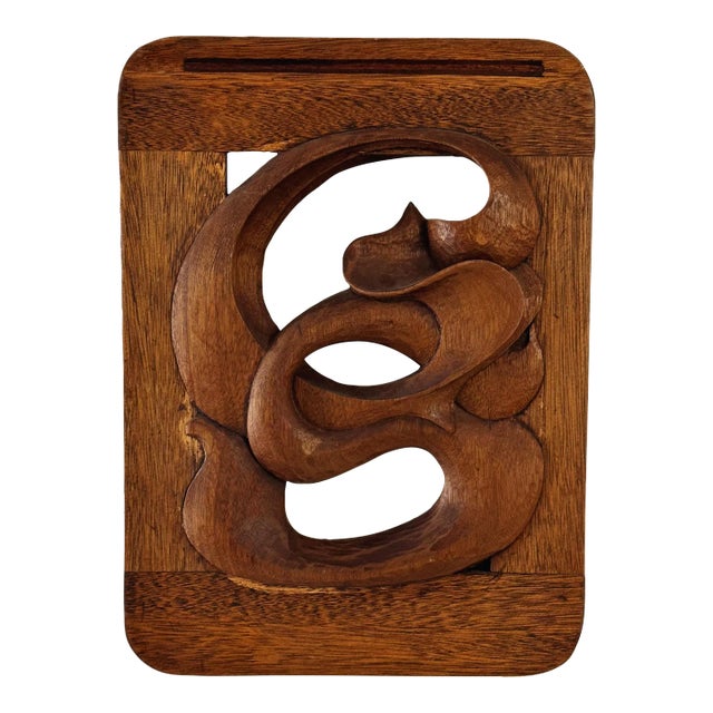 Antique Wood Carved Wall Hanging Depicting Organic Zen Scrollwork For Sale