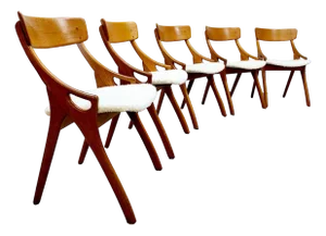 Vintage Danish Dining Chairs by Arne Hovmand Olsen for Mogens Kold, 1960s, Set of 5