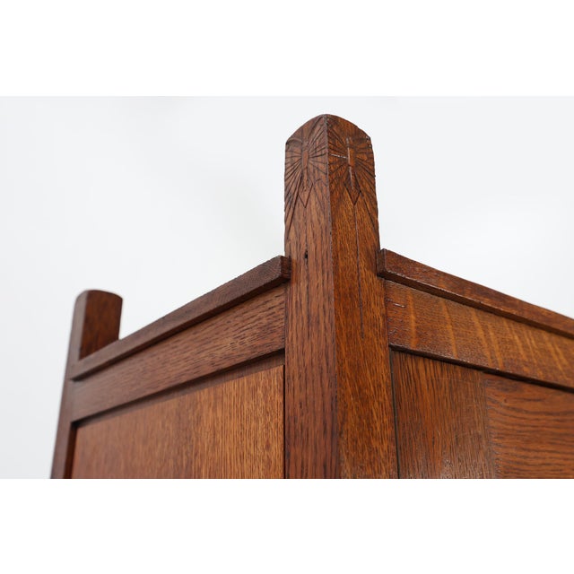 Antique Dutch Jugendstil Oak Cabinet with Open Shelf Section, 1890s For Sale - Image 6 of 17