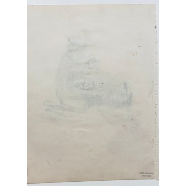 Mediterranean 1950s Grace Spongberg Mending Net Majorca Spain Drawing For Sale - Image 3 of 3