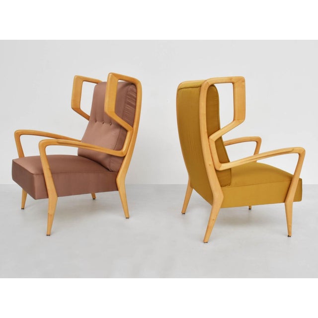 Armchairs in Satin by Orlando Orlandi, 1951, Set of 2, in Flawless conditions. Designed 1950 to 1959 I have official proof...