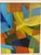 A bold vintage abstract painting featuring dynamic geometric forms and layered color in a vibrant palette of blues,...