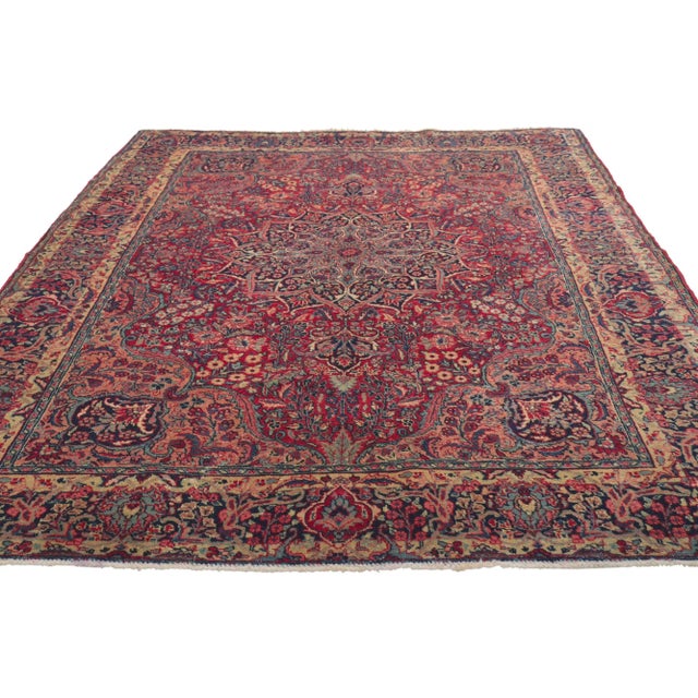 Victorian Early 20th Century Antique Persian Tabriz Rug, 04'08 X 06'03 For Sale - Image 3 of 10