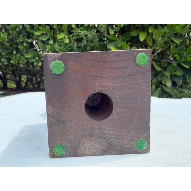 Vintage Asian Bronze Buddha Head on Wood Pedestal For Sale - Image 9 of 12