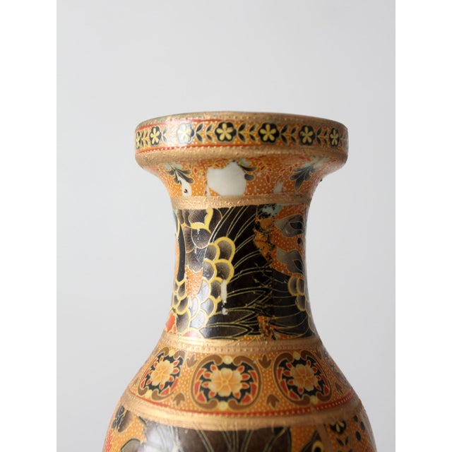 Vintage Satsuma Style Phoenix Floral Vase With Gilt Details For Sale - Image 4 of 13
