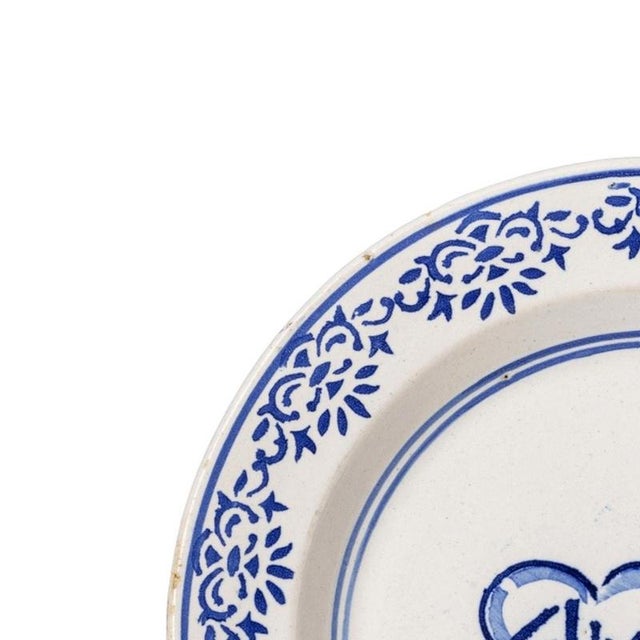 Earthenware - Talking plate in Coimbra or Alcobaça earthenware. Portuguese; mid-20th century manufacture attributed to...