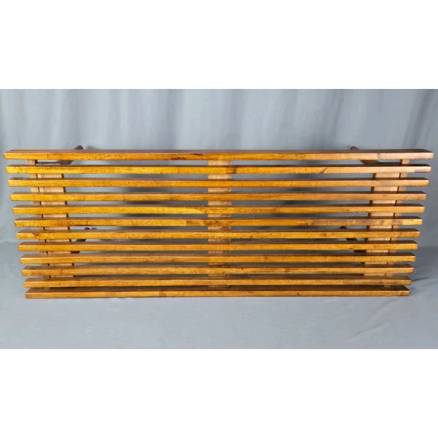 1990s Solid Walnut Slat Bench or Coffee Table, Mid Century George Nelson Style For Sale - Image 5 of 16