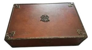 Theodore Alexander Althorp Style Leather and Mahogany Campaign Decorative Trunk