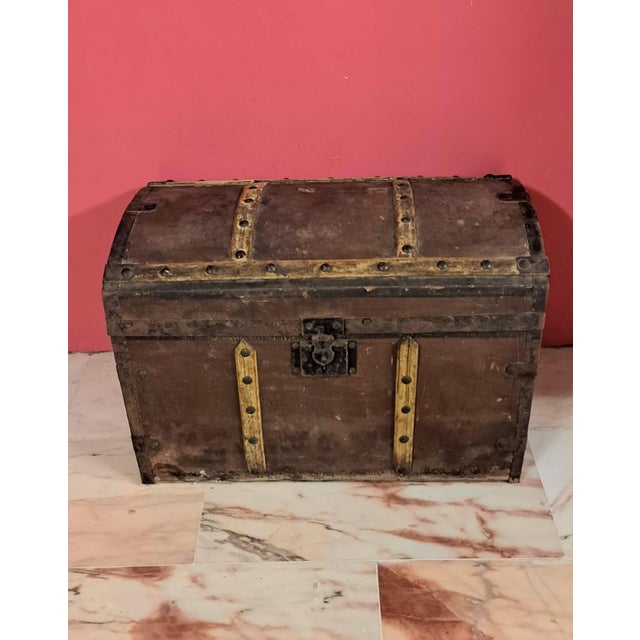 Antique Travel Trunk in Wood, 1890s For Sale - Image 12 of 12