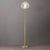 Mid-Century Modern Bloom Torchiere Floor Lamp 72" H - Weathered Brass, White Satin Shade, Dimmable, Bulb Included For Sale - Image 3 of 7
