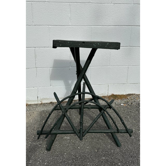 Mid 20th Century Vintage Green Adirondack Twig Side Table For Sale - Image 10 of 11
