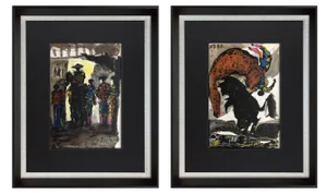 1960s Vintage Pablo Picasso Toro Limited Edition Lithograph Prints - A Pair