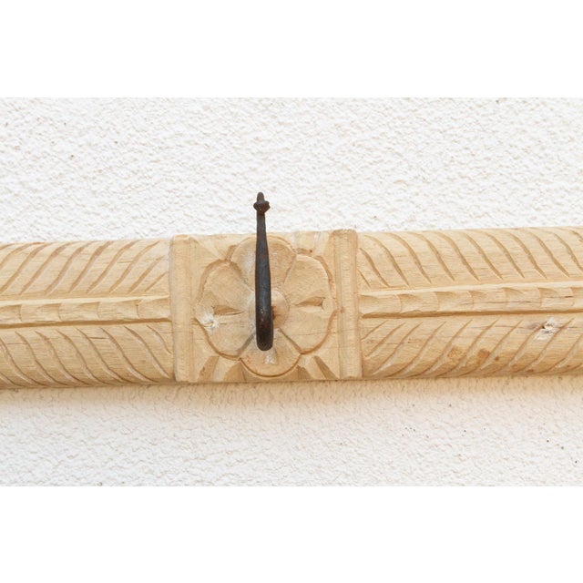 Farmhouse Style Carved Teak Wall Hook For Sale - Image 4 of 7