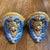 Listing is for a pair of antique Cantagalli majolica wall brackets in blue and white and yellow depicting the mythological...