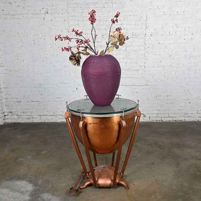 Early 20th Century Steampunk Industrial Rustic Copper Timpani Kettle Drum Center Table by Wfl Drum Company For Sale - Image 9 of 13