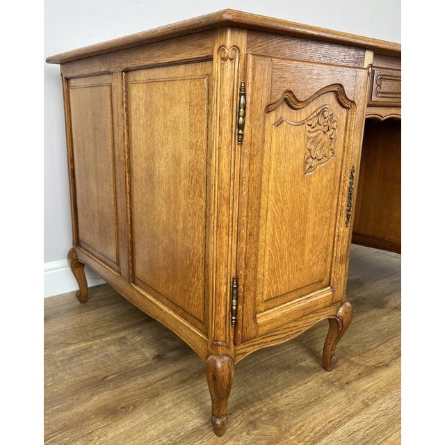Vintage French Louis XIV Style Carved Oak 8-Drawer Sideboard For Sale - Image 13 of 18