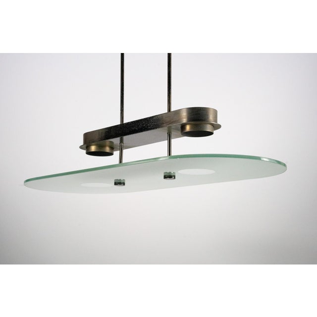 Metal Mid-Century Chandelier in Brass and Glass from Lumi Milano, Italy, 1970s For Sale - Image 7 of 11