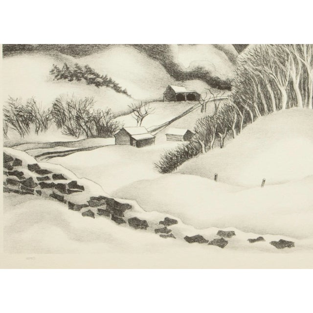 1939 After Ernest Fiene "Winter Evening", First Edition Period Offset Lithograph For Sale - Image 4 of 9