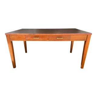 1960s Vintage Mid Century Modern Walnut Desk Library Table by Leigh Leopold Furniture For Sale