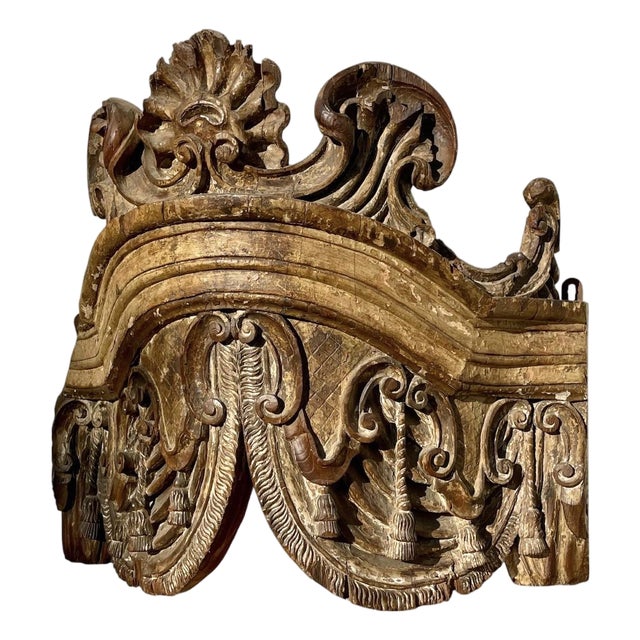 17th Century Carved Wooden Throne Canopy For Sale