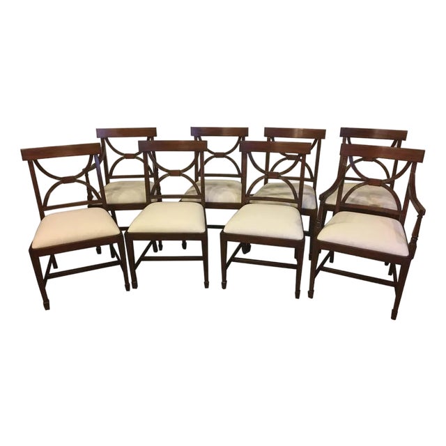Set of Eight Adams Style Mahogany Dining Chairs by Leighton Hall - Showroom Samples For Sale