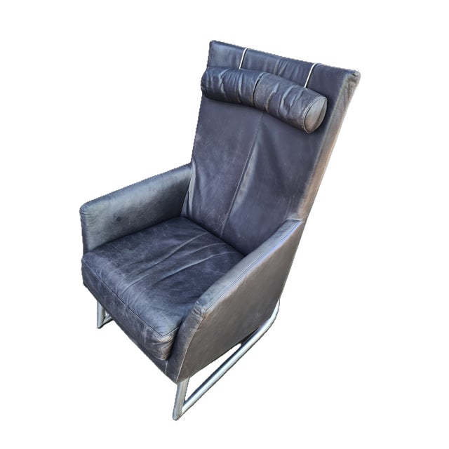 Modern Leather Lounge Chair with Steel Base from Montis, Netherlands, 1970s For Sale - Image 9 of 9