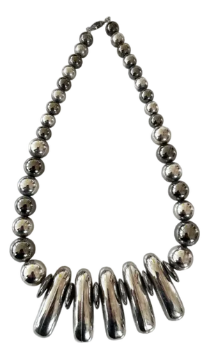 Vintage Silver Plated Large Beaded Necklace