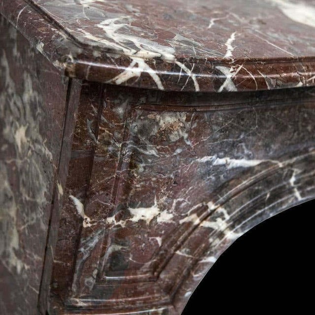 19th Century Louis XV Style Fireplace Mantel in Rouge Royal Marble For Sale - Image 5 of 6