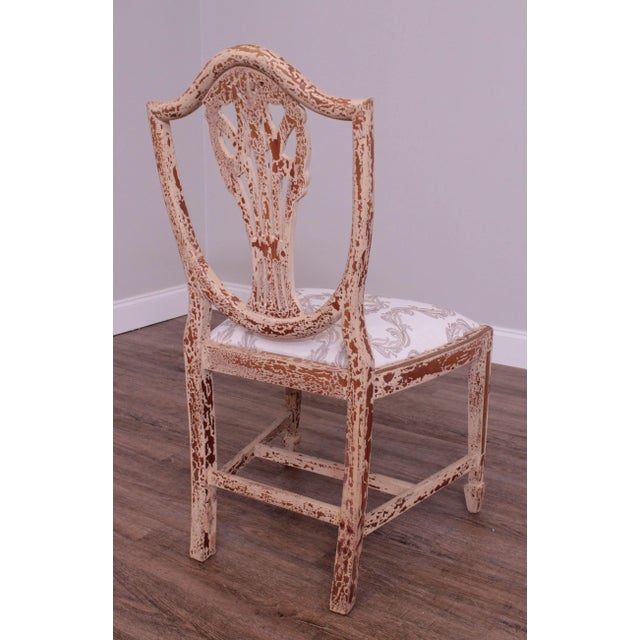 Hepplewhite Style Set 6 Crackle Painted Dining Chairs For Sale - Image 11 of 13