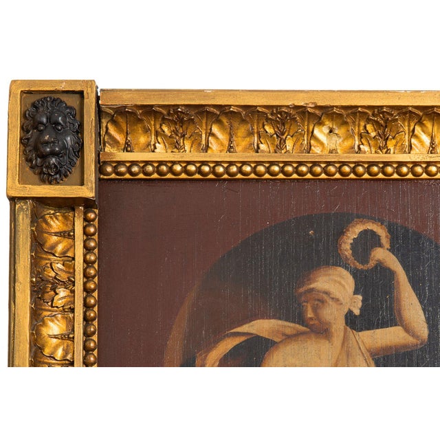 Gold Pair of English Regency Antique Classical Painted Panel Pier Mirrors Ca. 1810 For Sale - Image 8 of 18
