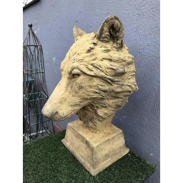 2000 - 2009 English Cast Stone Wolf Head Bust For Sale - Image 5 of 17