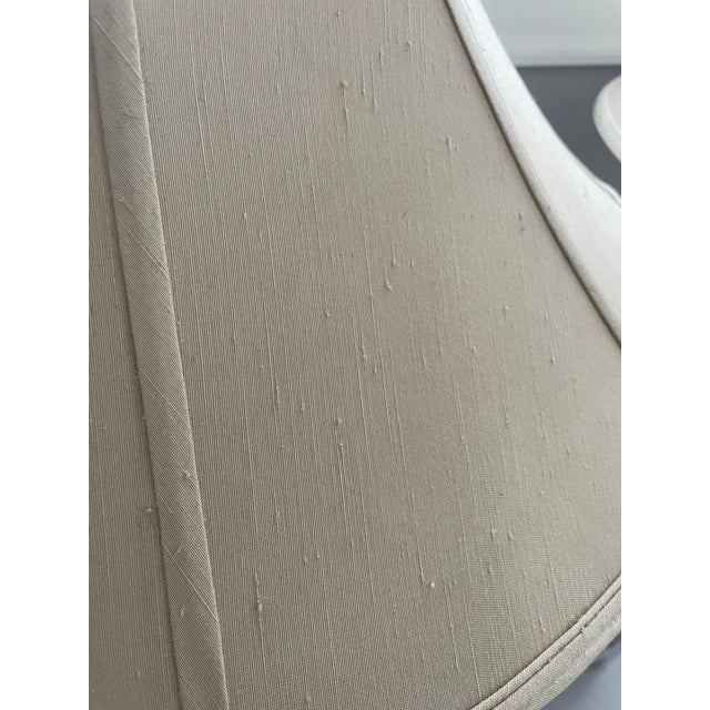 Pair of Vintage Carved Onyx Table Lamps With Original Silk Shades, C. 1950 For Sale - Image 9 of 11