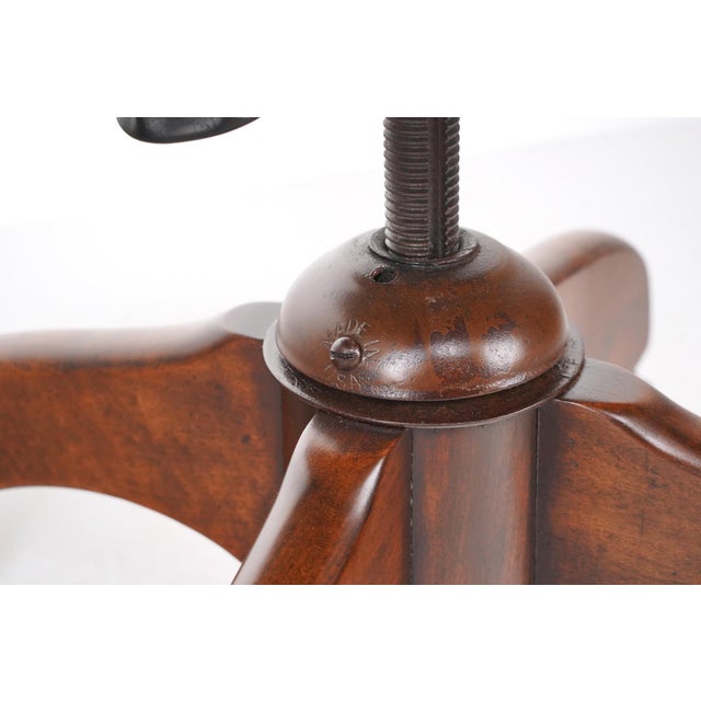 Vintage Solid Walnut Swivel Desk Office Chair For Sale - Image 10 of 16