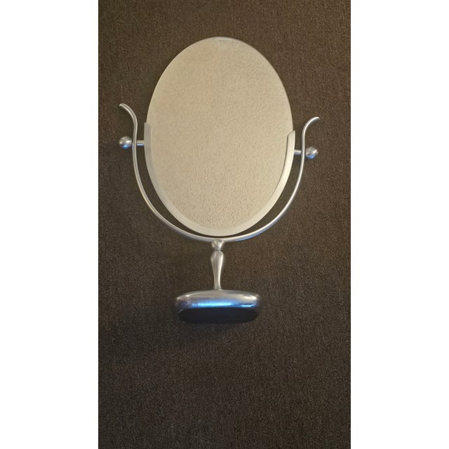 Charles Hollis Jones Authentic Charles Hollis Jones "Wishbone" Double-Sided Platinum Finish Mirror. For Sale - Image 4 of 4