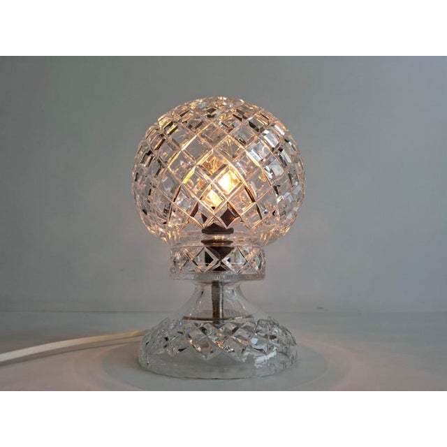 Mid-Century Modern Bohemian Czech Cut Crystal Table Lamp, 1970 For Sale - Image 4 of 14