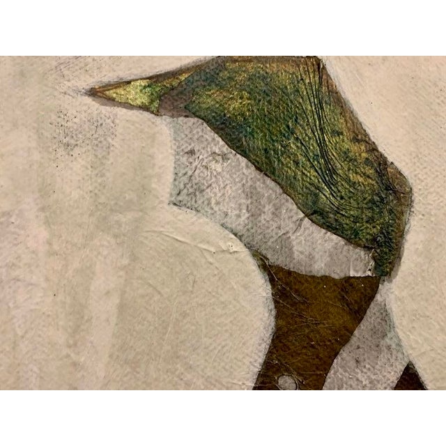 2010s Andrea Stella "Terrace on the Lake" Gold Leaf Oil Mixed Media Painting, Lakeside Scene, Italian Contemporary Art, 2010 For Sale - Image 5 of 11