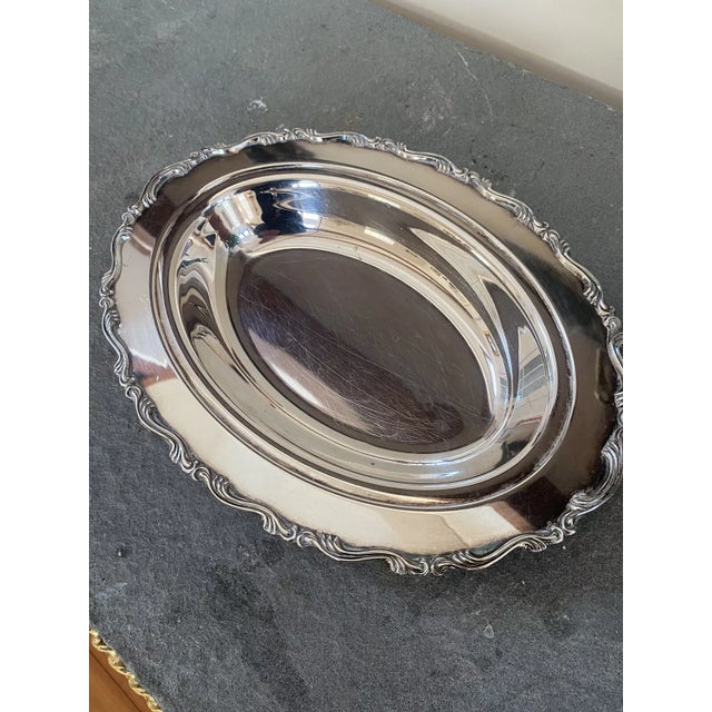 Victorian Antique Wm a Rogers Serving Dish Platter Skirted 1920s Silver Plated For Sale - Image 3 of 9