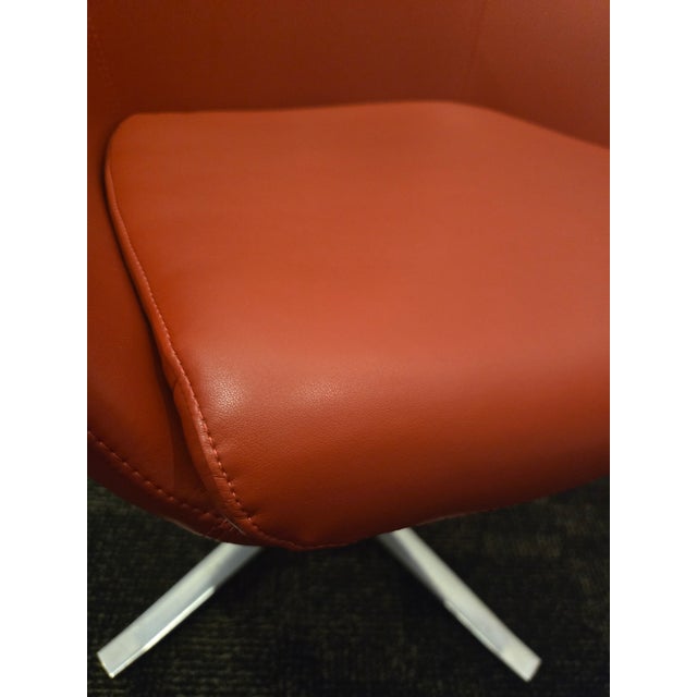 Coalesse Bob Swivel Guest Chair in Red Leather For Sale In New York - Image 6 of 8