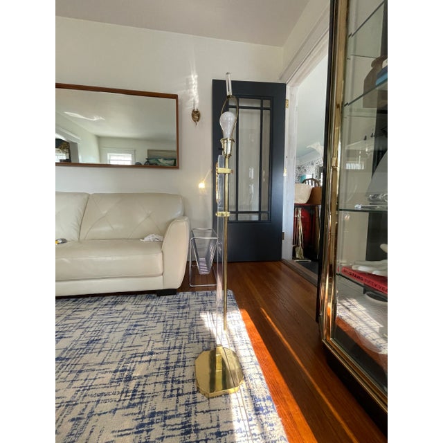 Regency Style Brass & Acrylic Glass Adjustable Floor Lamp, 1970s -A Pair For Sale - Image 11 of 12