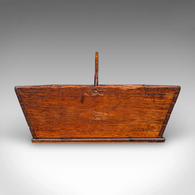 Victorian Antique Ladies Country Kitchen Work Box, English, Oak, Garden Trug, Victorian For Sale - Image 3 of 9