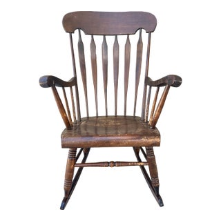 Antique Early 20th Century Bent & Bros. Colonial Maple Rocking Chair For Sale