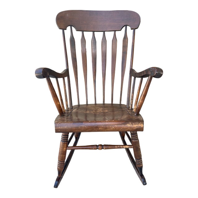 Antique Early 20th Century Bent & Bros. Colonial Maple Rocking Chair For Sale