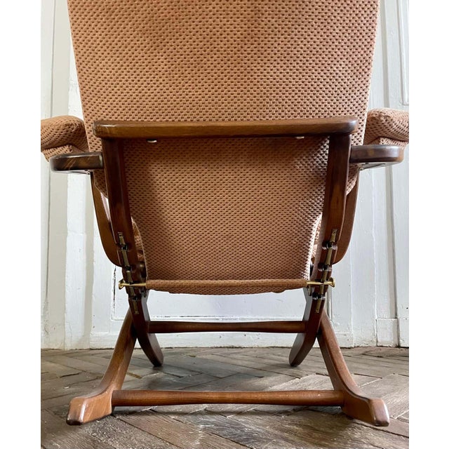 Wood Vintage Wood and Velvet Folding Armchair, 1970s For Sale - Image 7 of 18