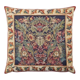 Corinthe Green Tapestry Cushion With Feather Filler - 46x46cm (18"x18") For Sale