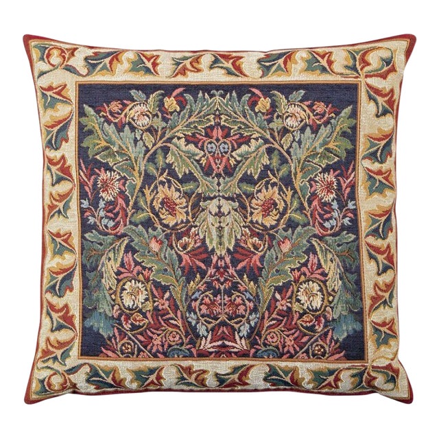 Corinthe Green Tapestry Cushion With Feather Filler - 46x46cm (18"x18") For Sale