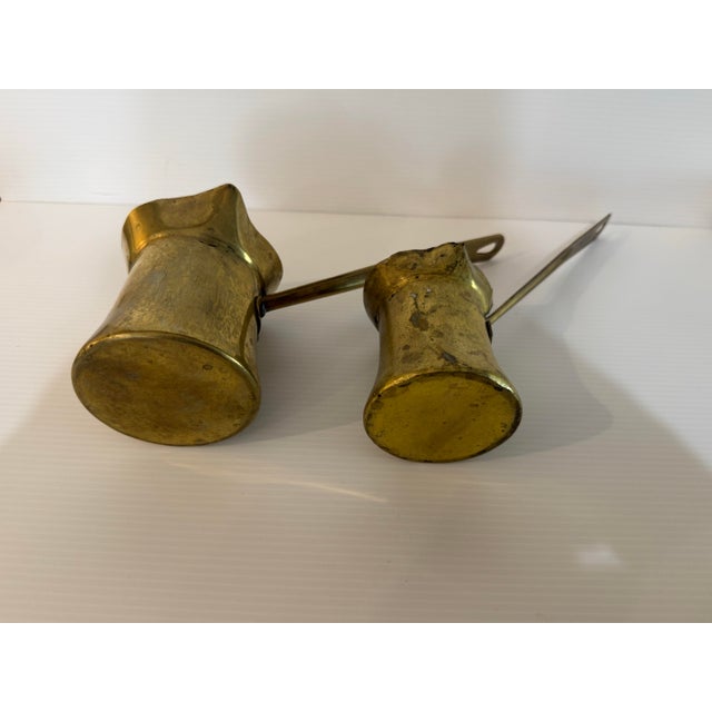 Pair of Vintage Lebanese Brass Turkish Coffee Pots — Sizes #2 & #3 For Sale In Phoenix - Image 6 of 12