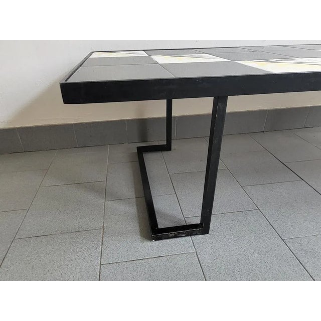 Metal Large Mid-Century Coffee Table in Ceramic & Steel, 1950s For Sale - Image 7 of 10