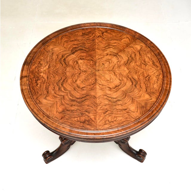 Antique Victorian Burr Walnut Occasional / Coffee Table, 1840 For Sale - Image 3 of 9