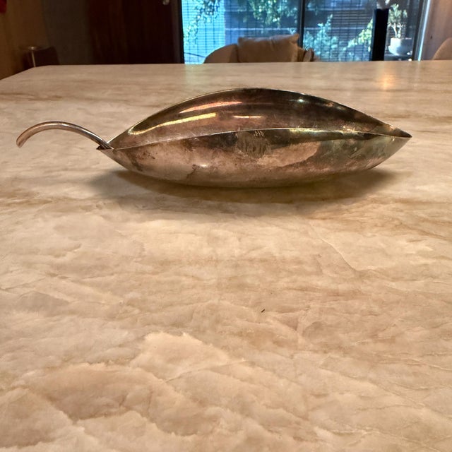 1950s Christofle Gallia Lino Sabatini Silver-Plated Leaf-Shaped Dish Mid-Century Modern For Sale - Image 5 of 16