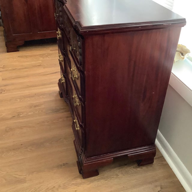 Vintage Solid Cherry Chippendale Blockfront Shell Carved Chest. True Cherry color, solid wood throughout, Hand cut...